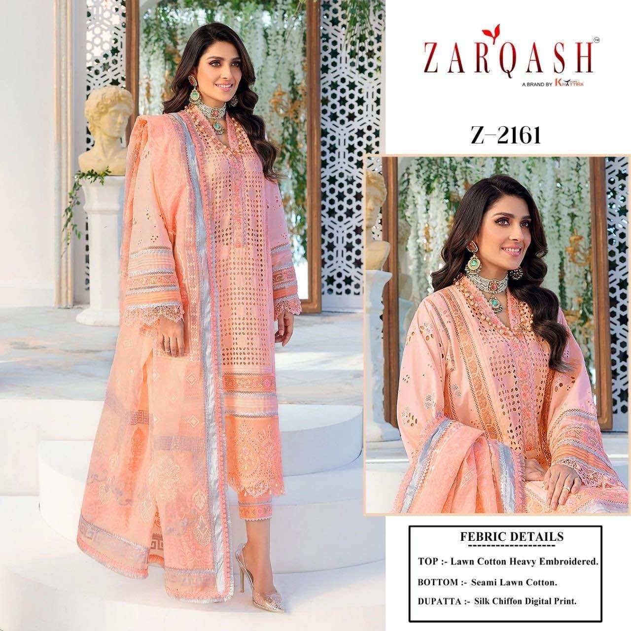 Z-2160 SERIES BY ZARQASH RAYON COTTON WORK UNSTITCHED DRESSES