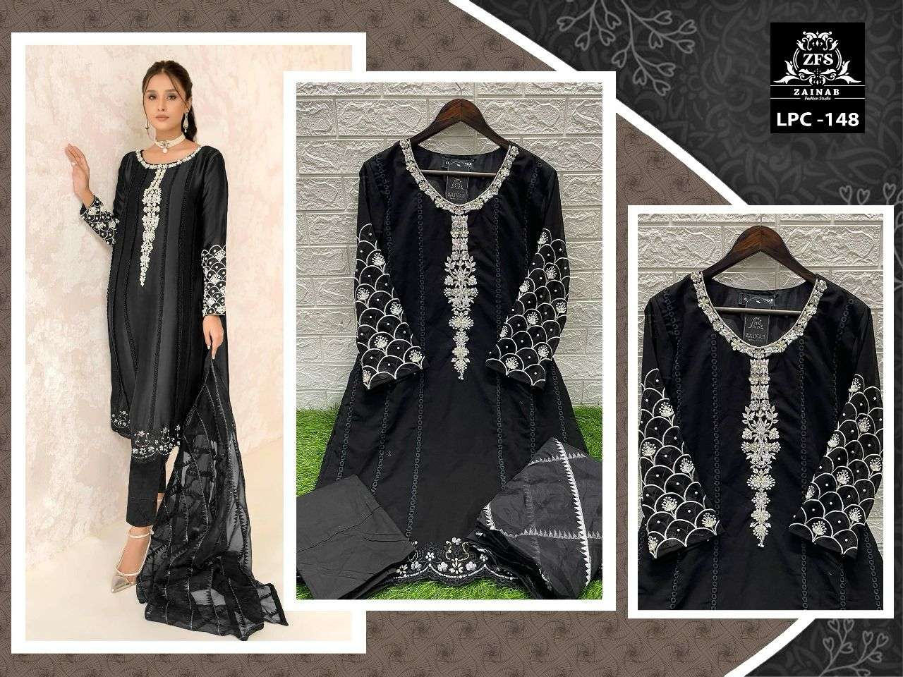 ZF-148 NX BY ZAINAB FASHION FAUX GEORGETTE STITCHED DRESSES