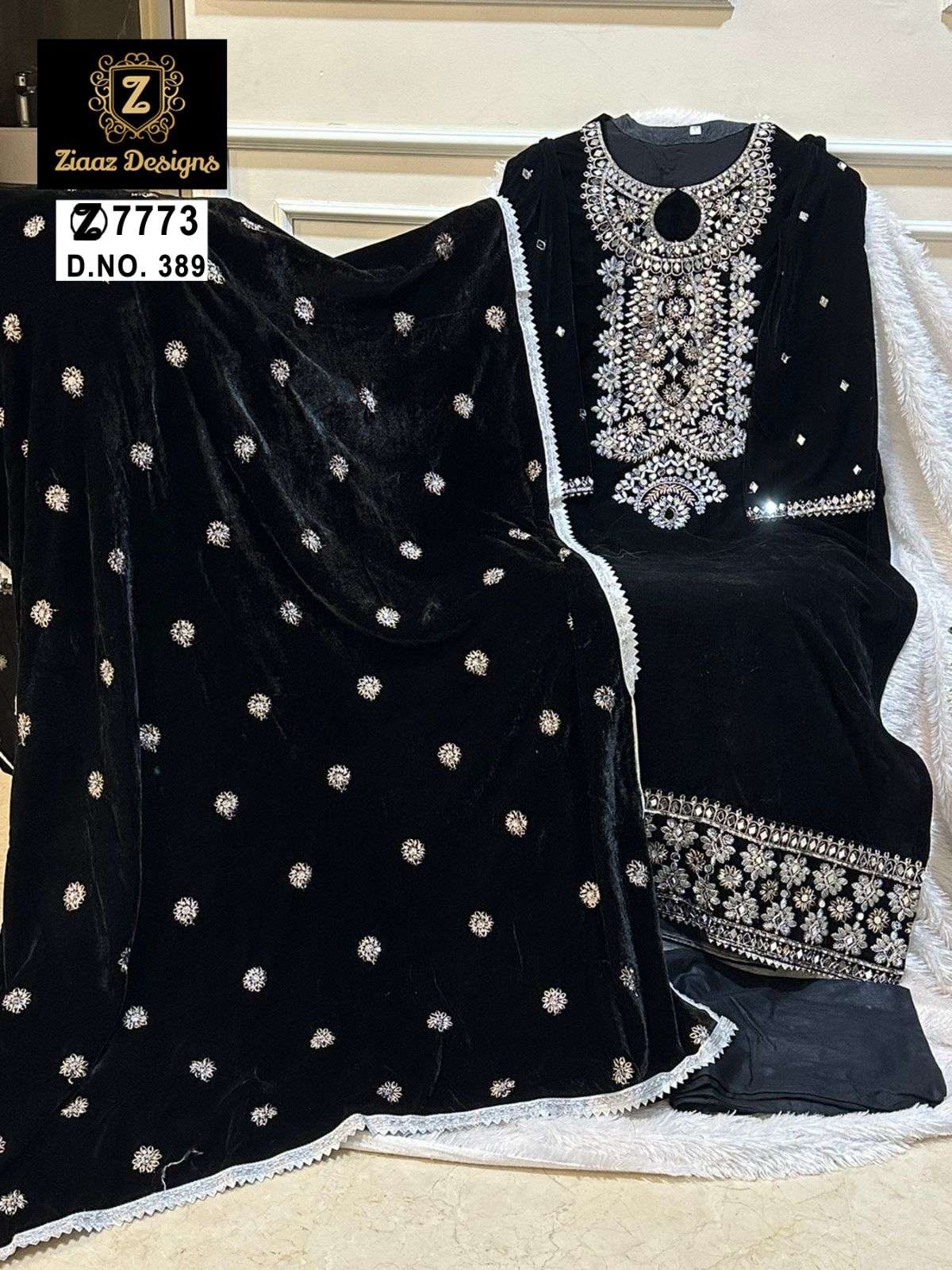 ZIAAZ 388-389 BY ZIAAZ DESIGNS HEAVY DESIGNER VELVET EMBROIDERED DRESSES