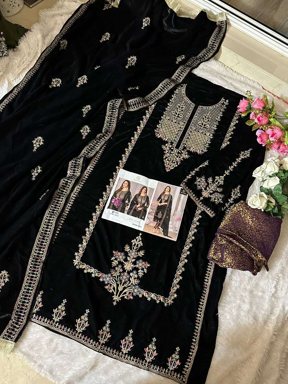 ZIAAZ 397 NX BY ZIAAZ DESIGNS HEAVY VELVET EMBROIDERED DRESSES