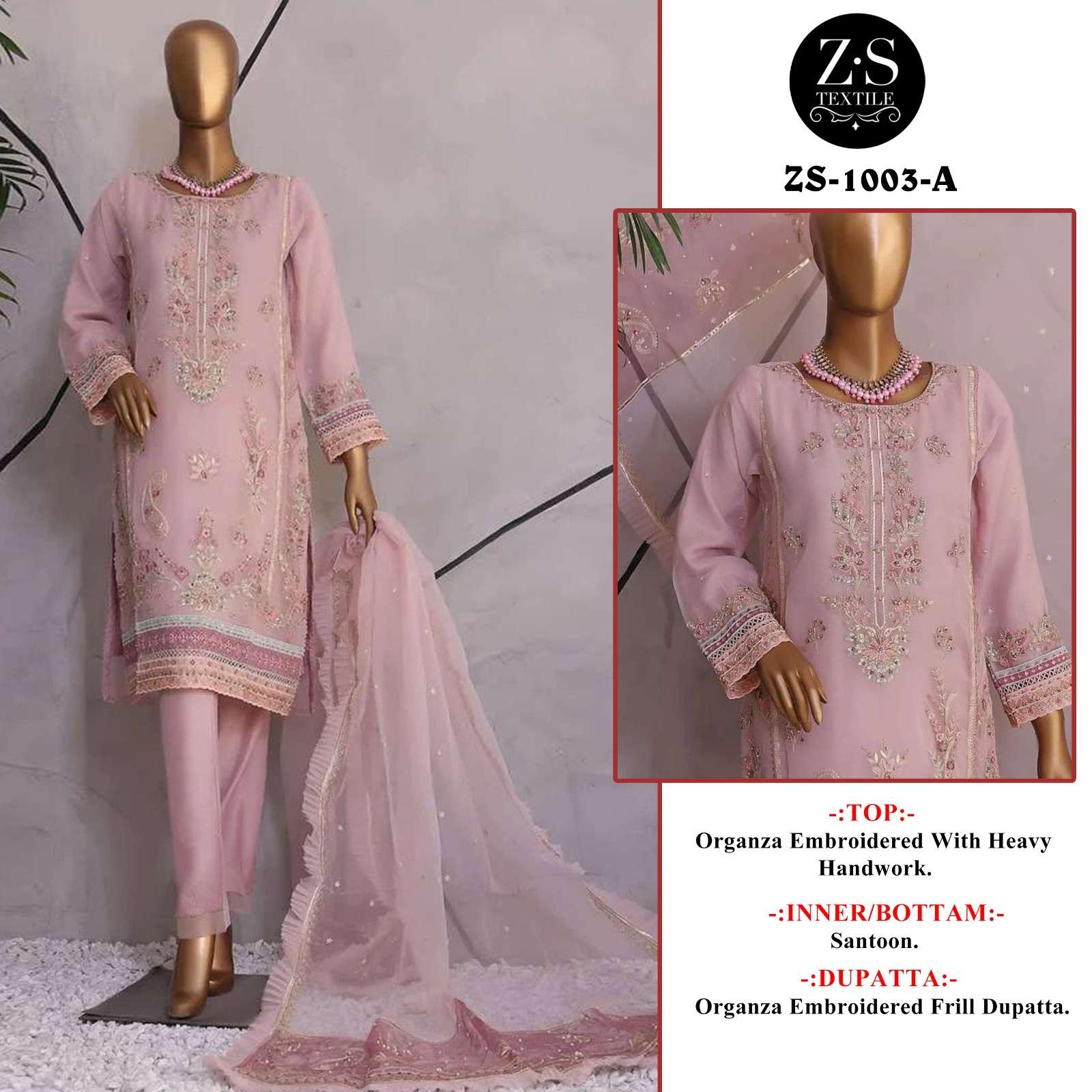 ZS-1003 COLOURS BY ASLIWHOLESALE 1003-A TO 1003-D ORGANZA PAKISTANI DRESS