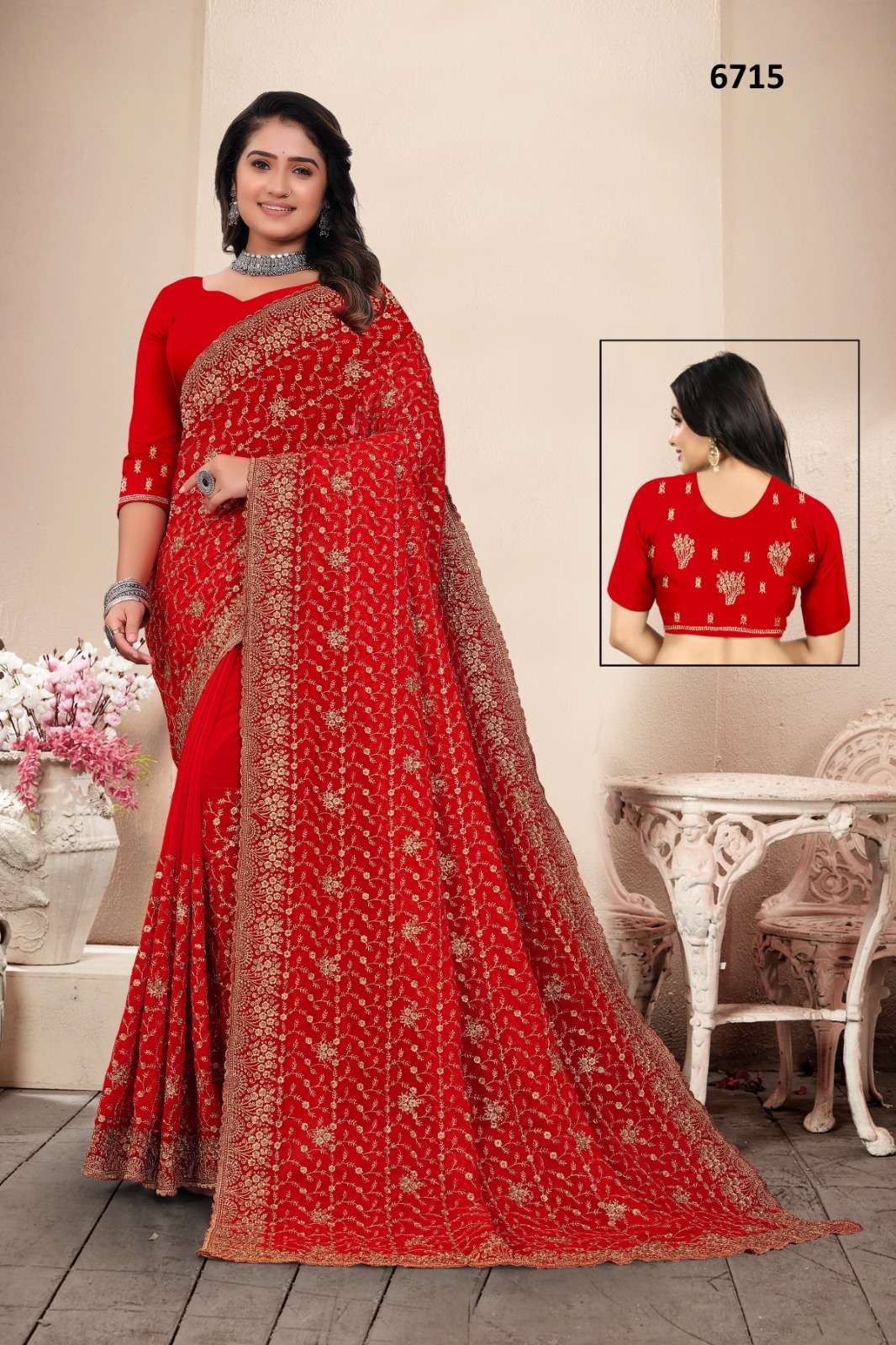 6715 COLOUR BY ASLIWHOLESALE DESIGNER SOFT GEORGETTE WORK SAREES