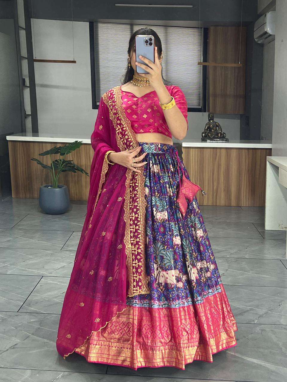 7120 COLOUR BY ASLIWHOLESALE FANCY DESIGNER DOLA SILK PRINTED LEHENGAS