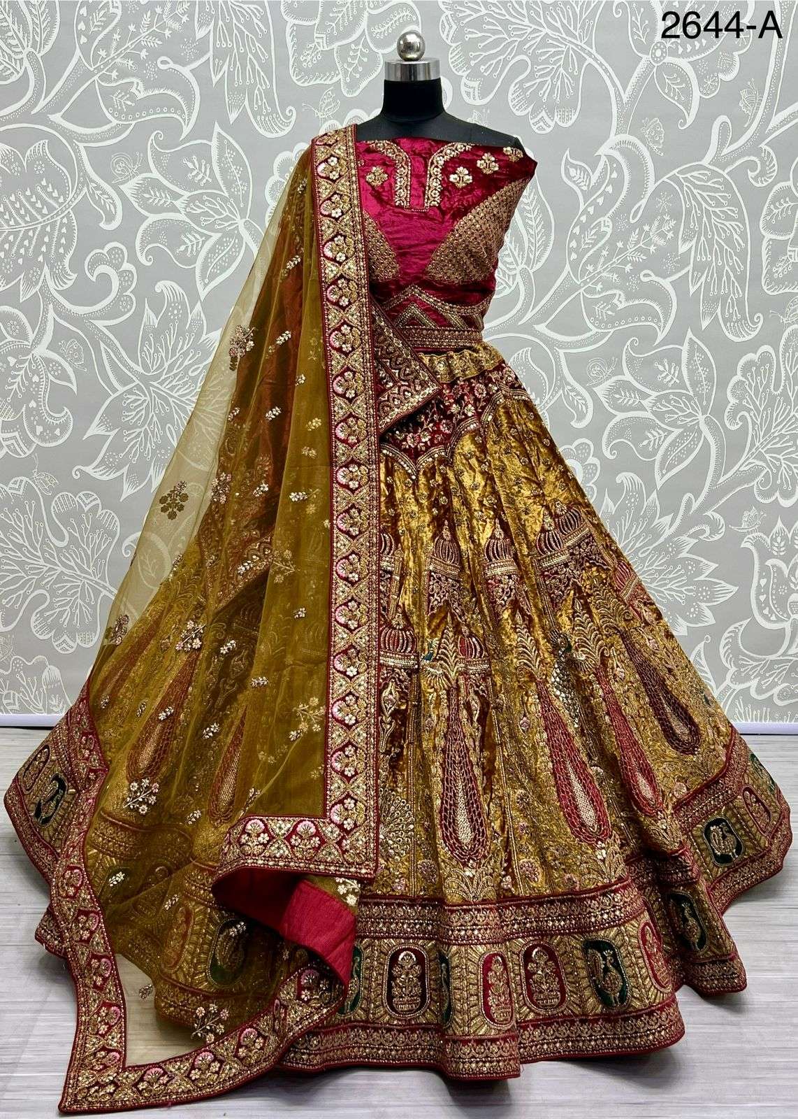 A-2644 COLOURS BY ASLIWHOLESALE HEAVY DESIGNER VELVET BRIDAL LEHENGAS