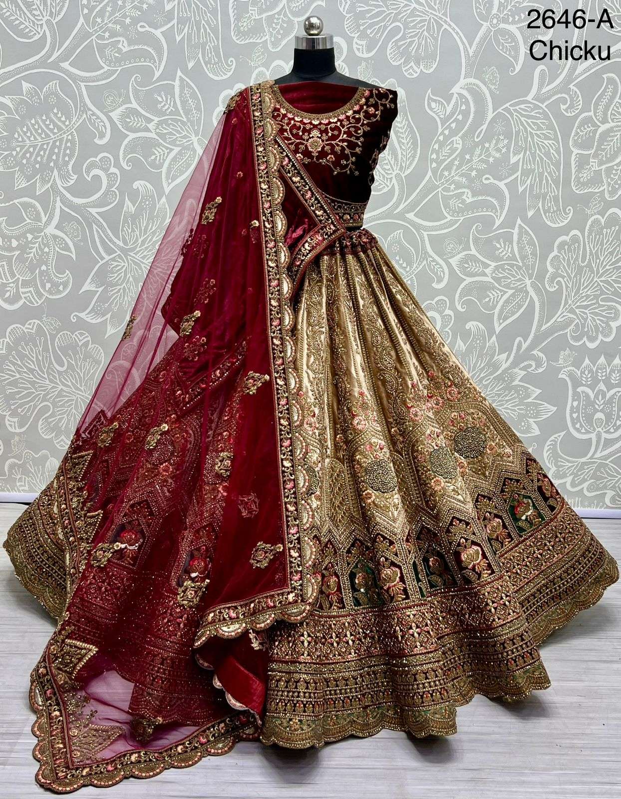 A-2646 COLOURS BY ASLIWHOLESALE HEAVY DESIGNER VELVET BRIDAL LEHENGAS