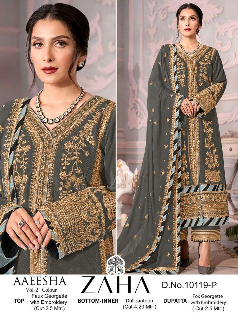 AAEESHA 10119 BY ZAHA 10119-P TO 10119-S SERIES GEORGETTE PAKISTANI DRESSES