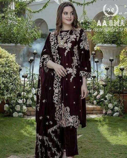 AASMA 205 BY ASLIWHOLESALE DESIGNER PURE HEAVY FAUX GEORGETTE WORK DRESS