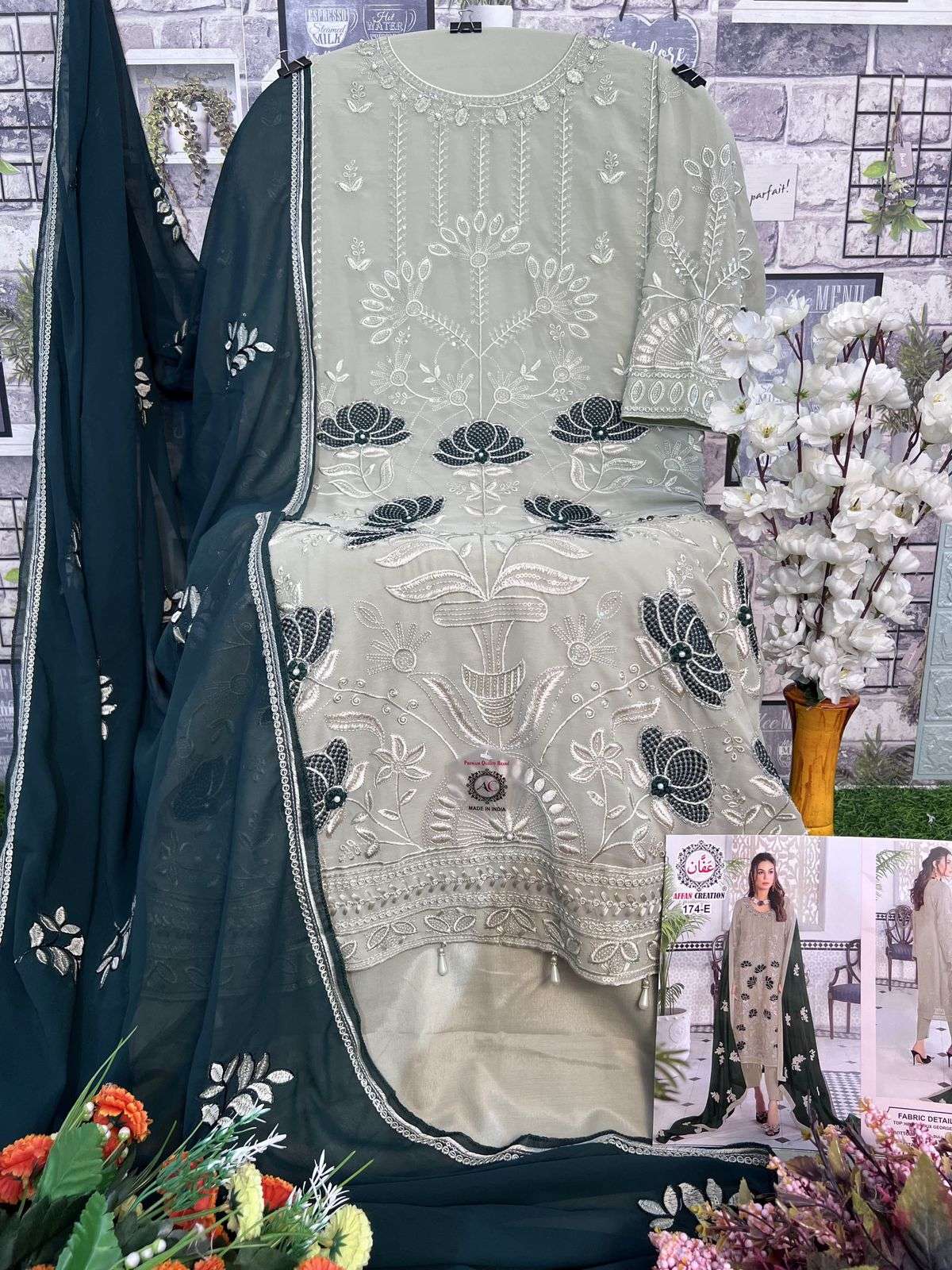 AFFAN 174 NX BY AFFAN CREATION DESIGNER FAUX GEORGETTE PAKISTANI DRESSES