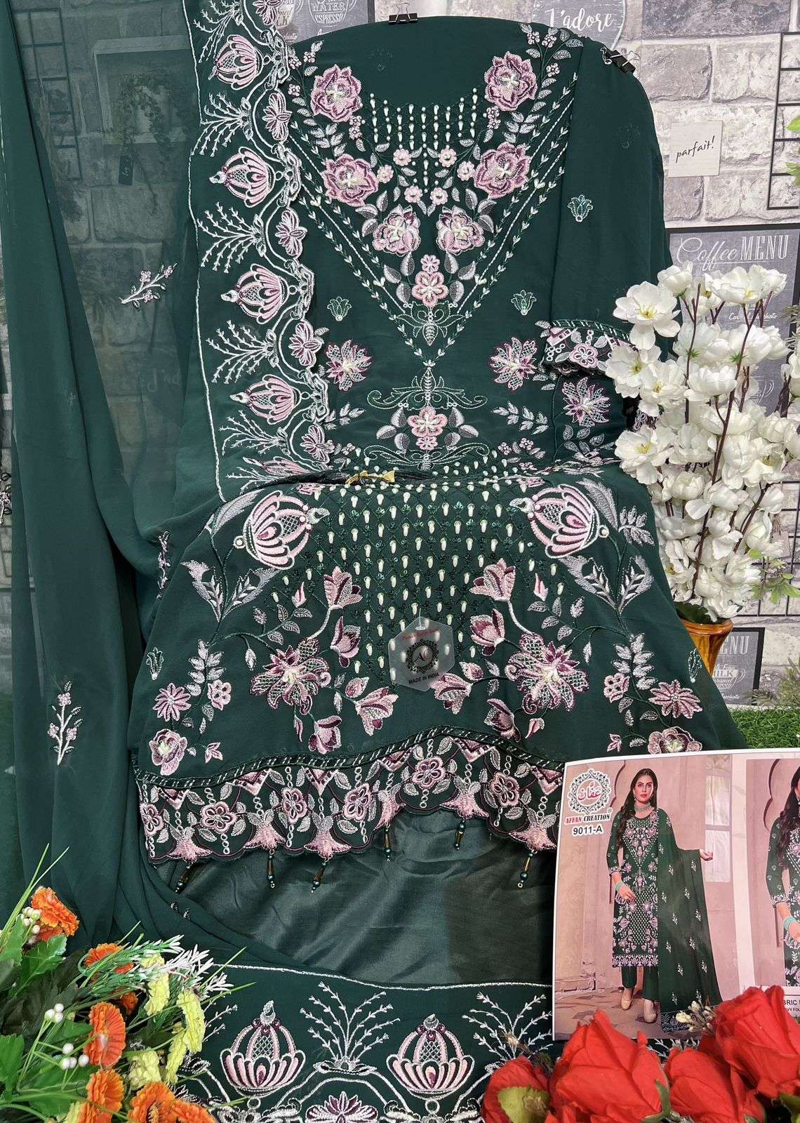 AFFAN 9011 NX BY AFFAN CREATION DESIGNER FAUX GEORGETTE PAKISTANI DRESSES