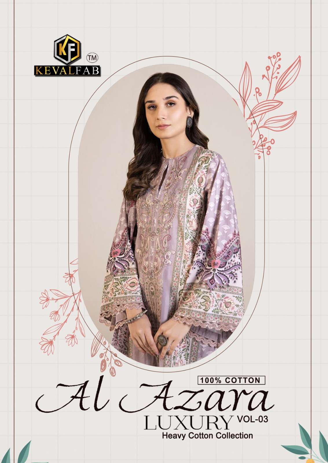 AL AZARA VOL-3 BY KEVAL FAB 3001 TO 3006 SERIES HEAVY COTTON PRINT DRESSES