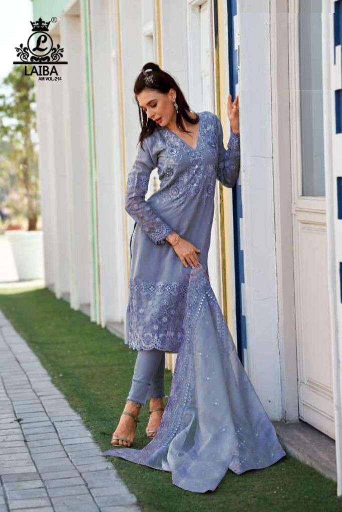 AM VOL-214 NX BY LAIBA DESIGNER HEAVY PURE GEORGETTE STITCHED DRESSES