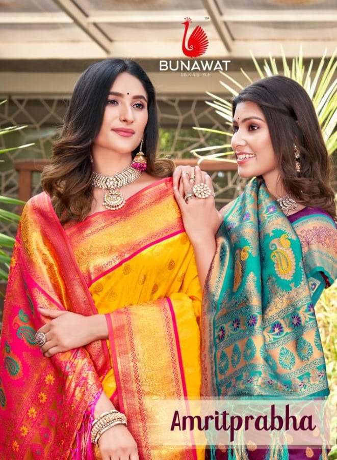 AMRITPRABHA BY BUNAWAT 1001 TO 1006 SERIES BANARASI SILK PRINT SAREES