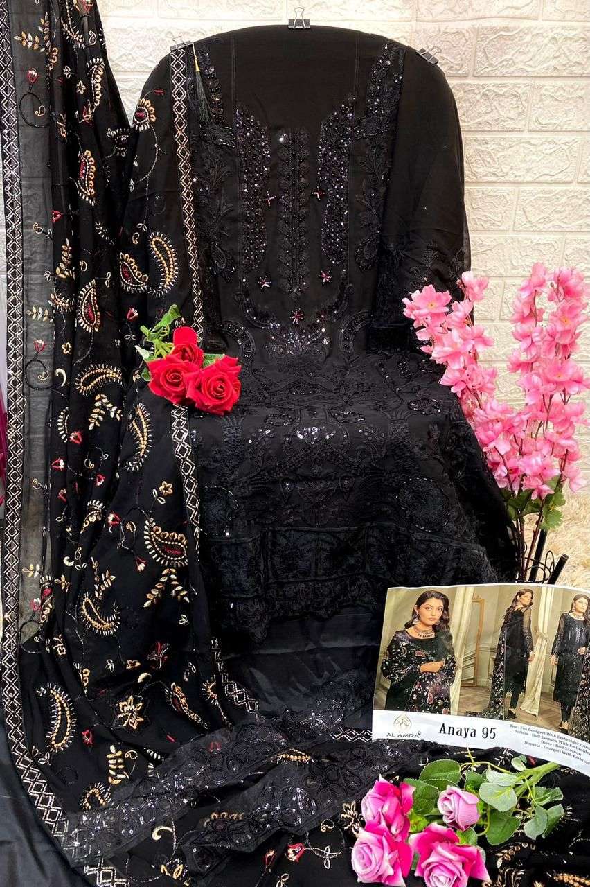 ANAYA 95 COLOURS BY AL AMRA GEORGETTE EMBROIDERY PAKISTANI DRESSES