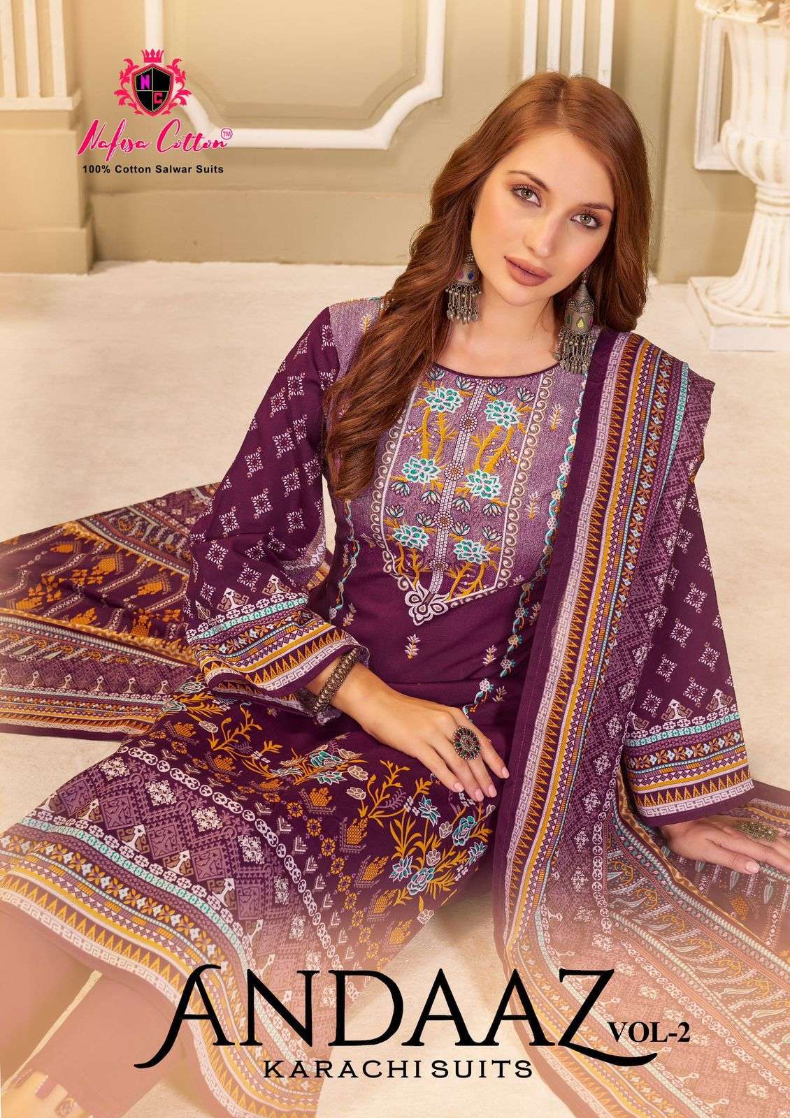 ANDAAZ KARACHI SUITS VOL-02 BY NAFISA COTTON 1001 TO 1006 SERIES COTTON DRESSES