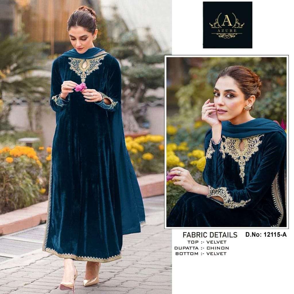 AZURE 12115 BY AZURE DESIGNER DESIGNER FANCY VELVET PAKISTANI DRESSES