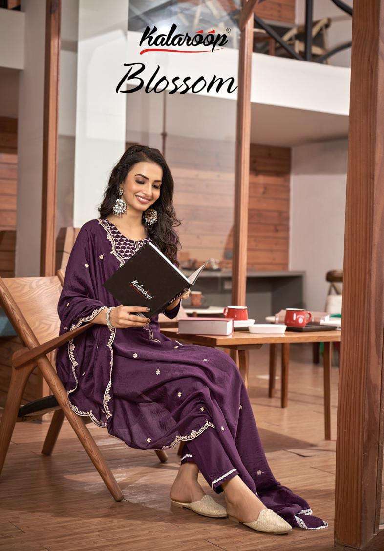 BLOSSOM BY KALAROOP 13879 TO 13884 SERIES FANCY RAYON EMBROIDERY DRESSES