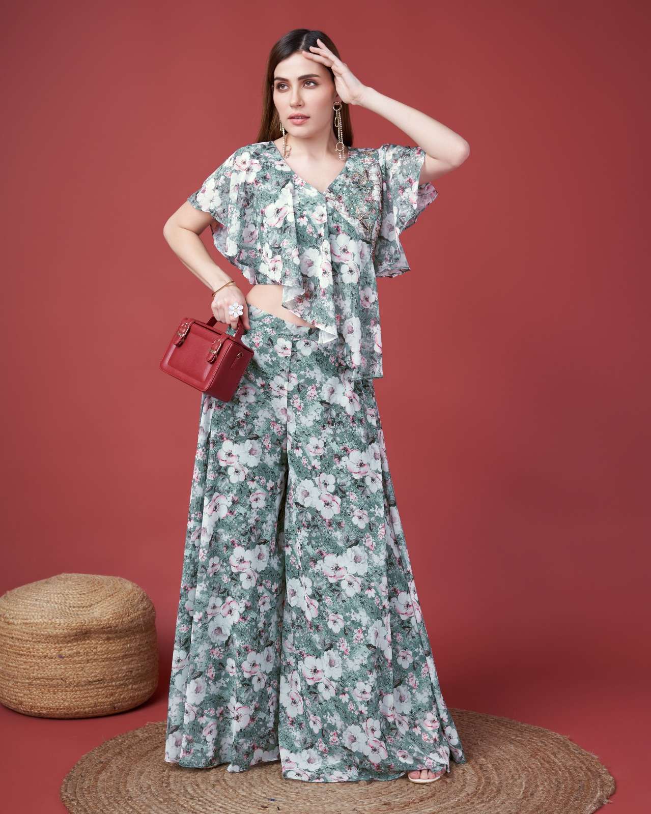 C-350 COLOURS BY AMOHA TRENDZ PREMIUM DIGITAL FLORAL PRINTED CO-ORD SET