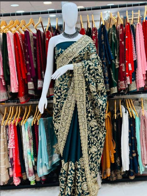 CHANDA BY ASLIWHOLESALE DESIGNER BURBERY FANCY WORK SAREES