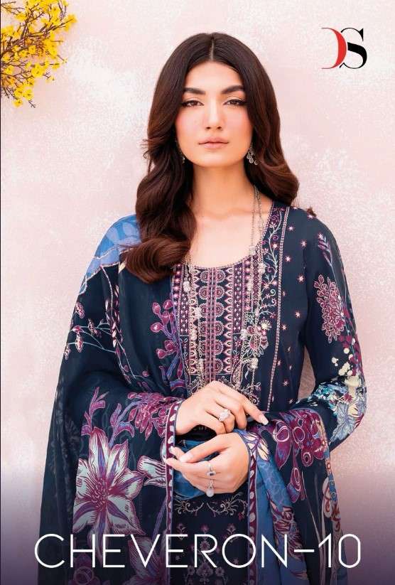 CHEVERON VOL-10 BY DEEPSY SUITS 3371 TO 3374  SERIES COTTON PAKISTANI DRESSES