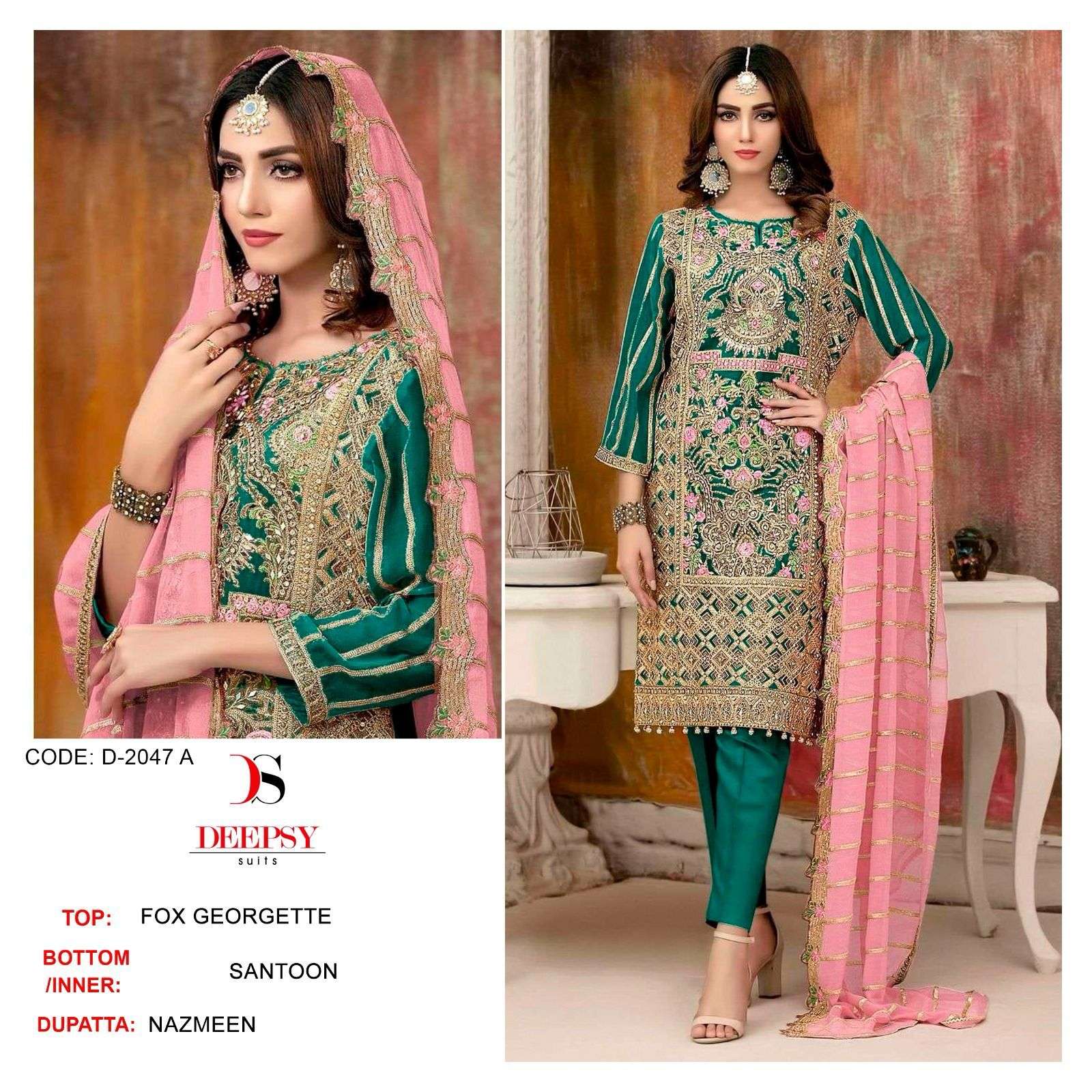 D-2047 COLOURS BY DEEPSY SUITS HEAVY GEORGETTE EMBROIDERY PAKISTANI DRESSES