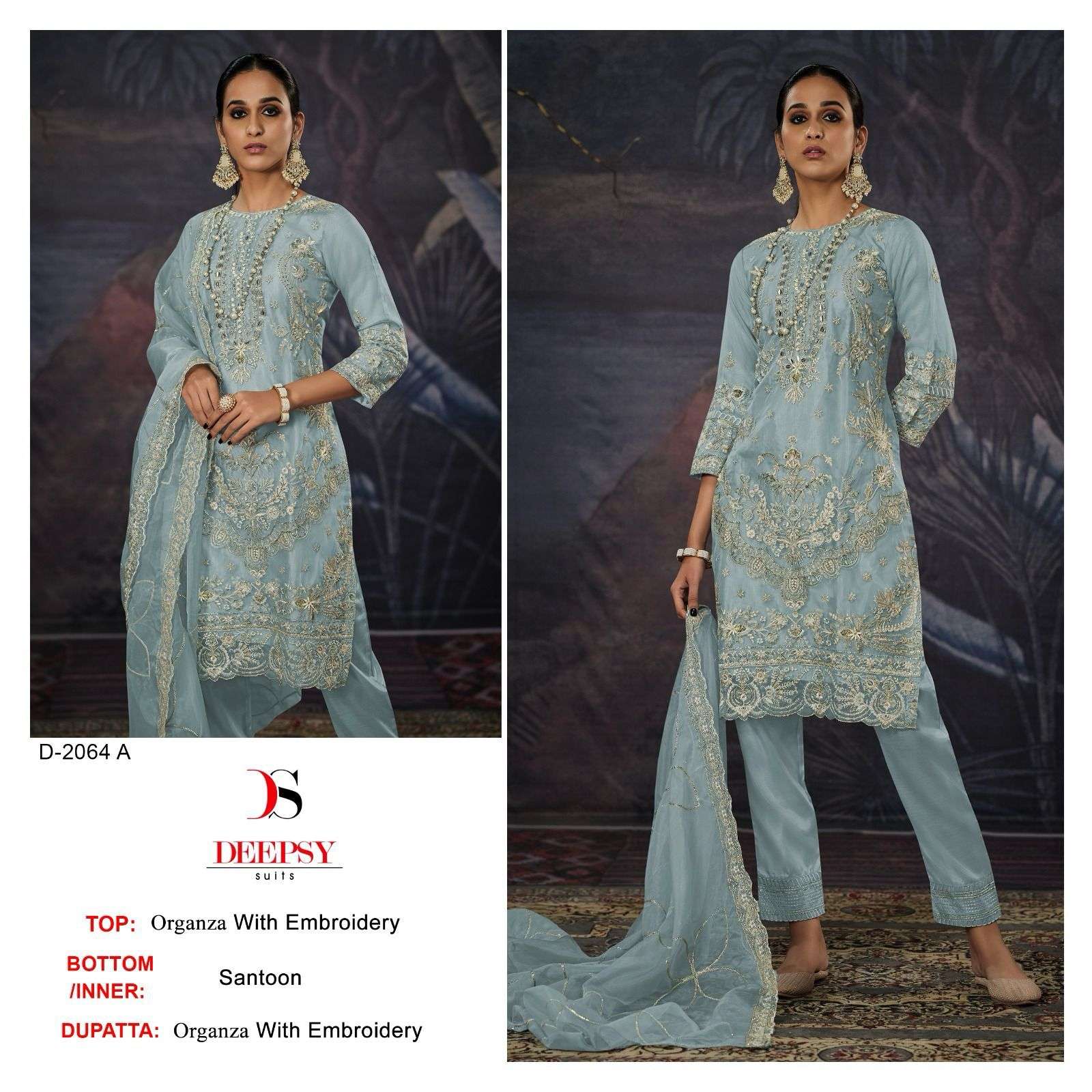 D-2064 COLOURS BY DEEPSY SUITS HEAVY ORGANZA EMBROIDERY PAKISTANI DRESSES