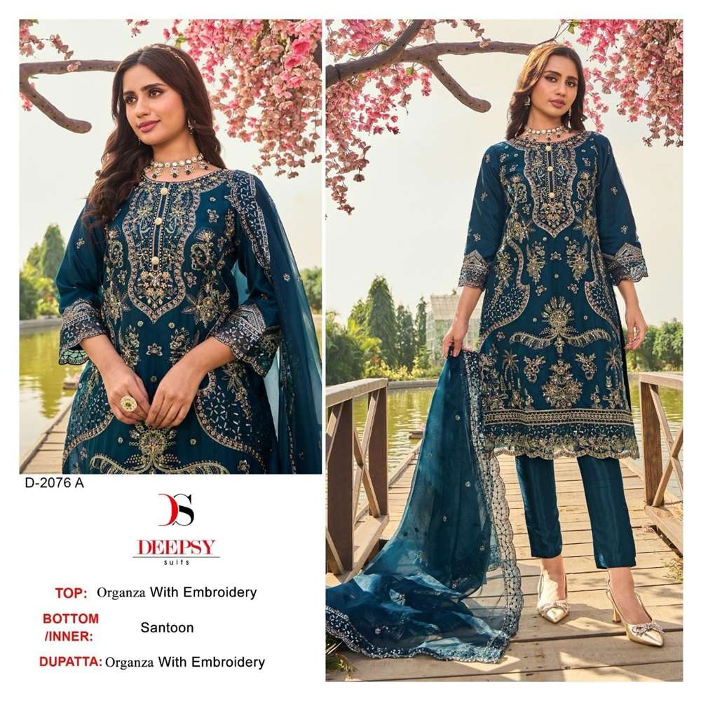 D-2076 COLOURS BY DEEPSY SUITS HEAVY ORGANZA EMBROIDERY PAKISTANI DRESSES