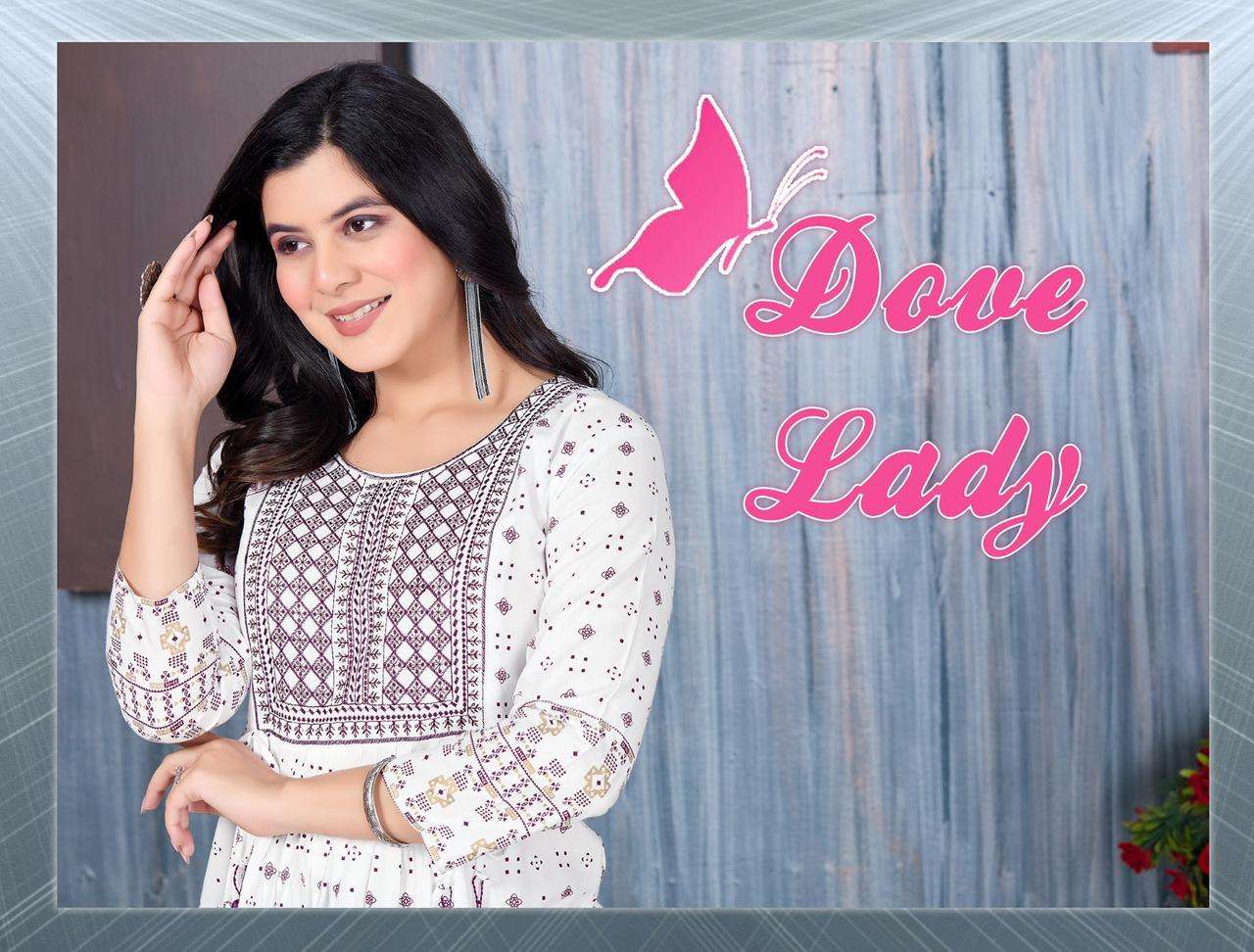 DOVE LADY BY ASLIWHOLESALE DESIGNER FACNY 14 KG RAYON PRINT KURTIS