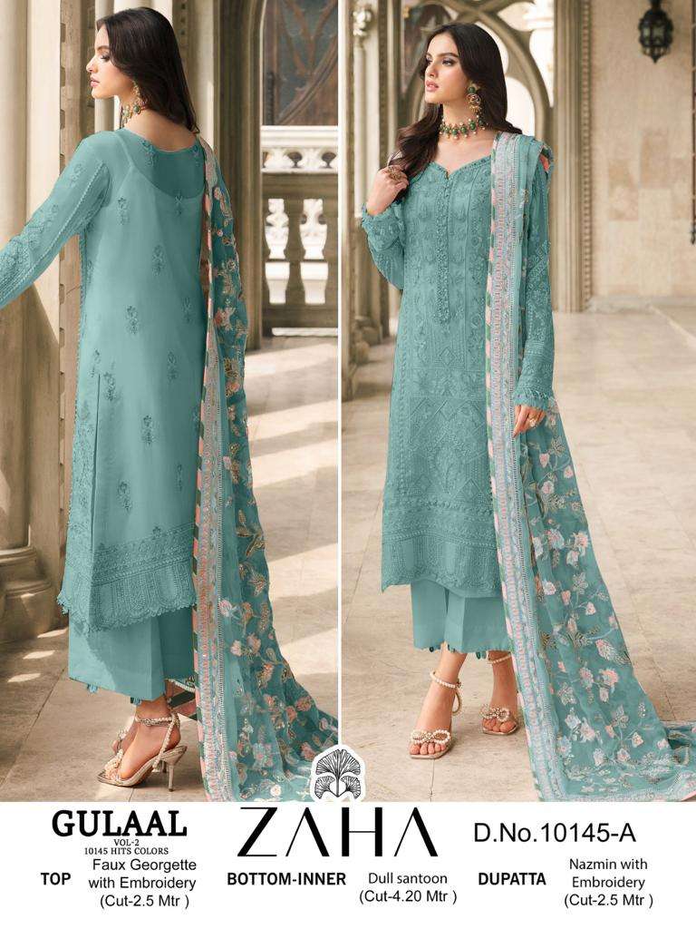 GULAAL 10145 NX BY ZAHA DESIGNER FAUX GEORGETTE PAKISTANI DRESSES