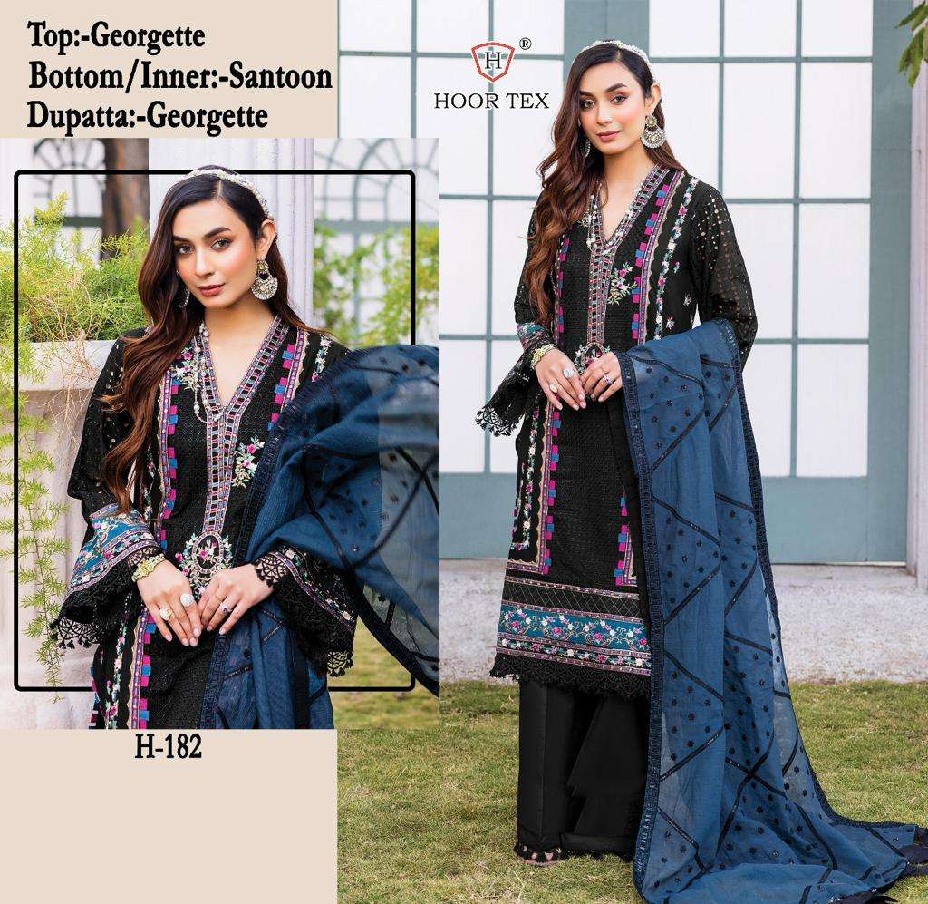 H-182 HIT DESIGN BY HOOR TEX FAUX GEORGETTE EMBROIDERY PAKISTANI DRESS