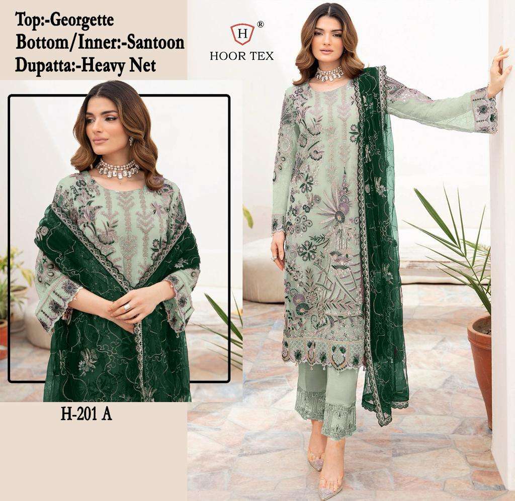 H-201 COLOURS BY HOOR TEX FAUX GEORGETTE EMBROIDERED PAKISTANI DRESSES