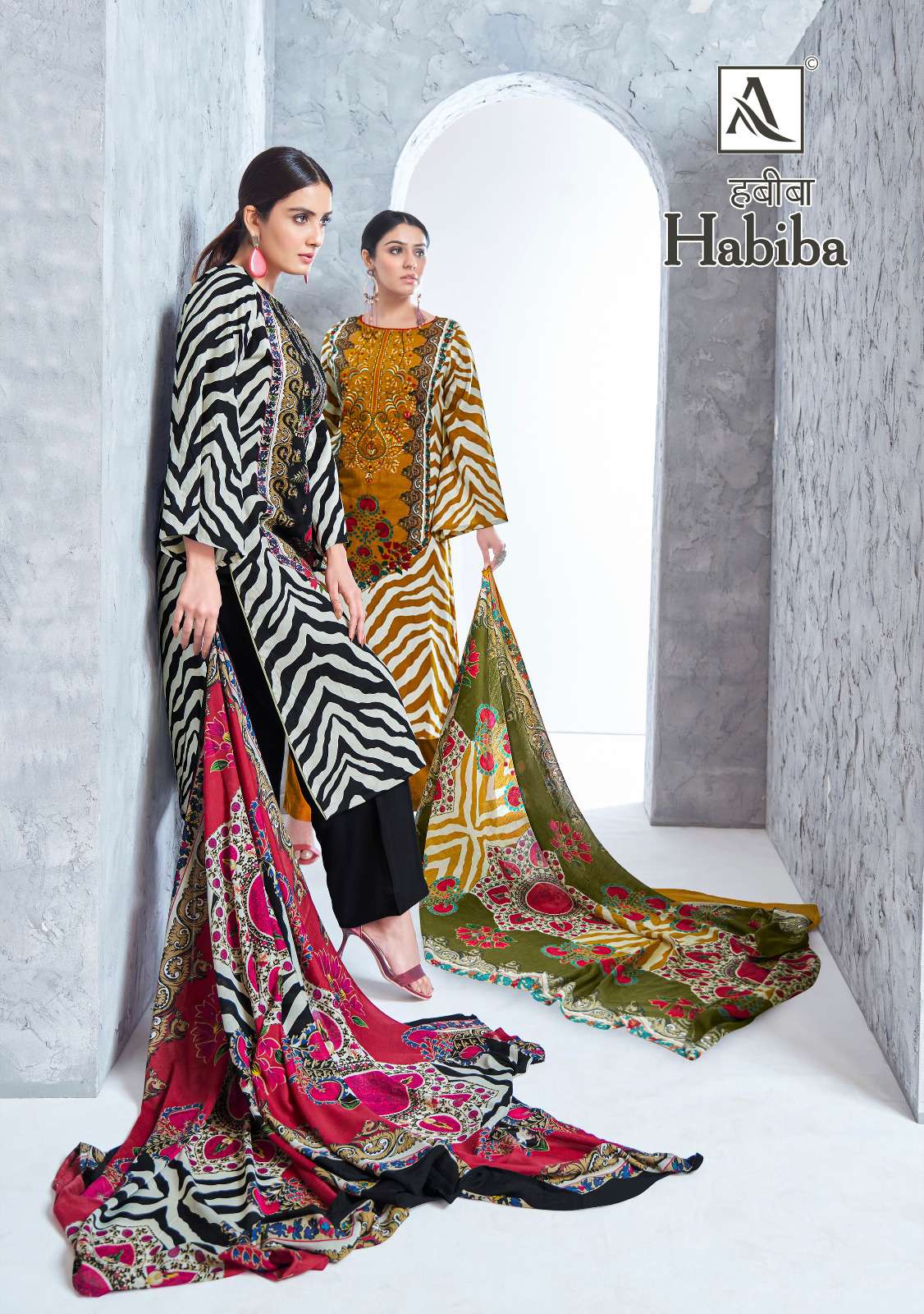 HABIBA BY ALOK SUIT 1440-001 TO 1440-008 DESIGNER COTTON EMBROIDERY DRESSES