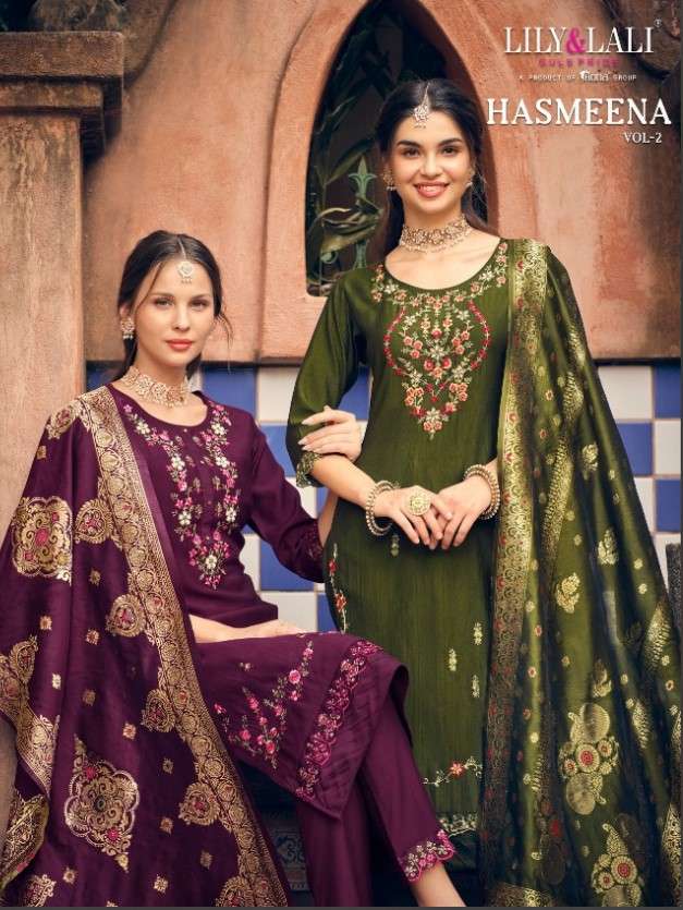 HASMEENA VOL-2 BY LILY AND LALI 15501 TO 15506 SERIES ORGANZA VISCOSE DRESSES