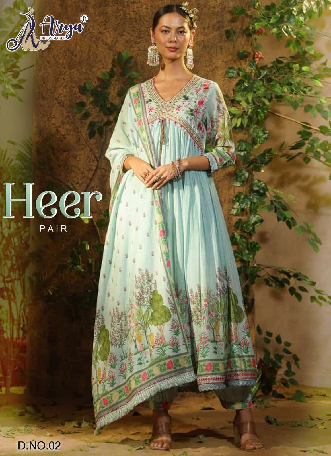 HEER BY ARYA DRESS MAKER DESIGNER HEAVY MUSLIN PRINTED DRESSES