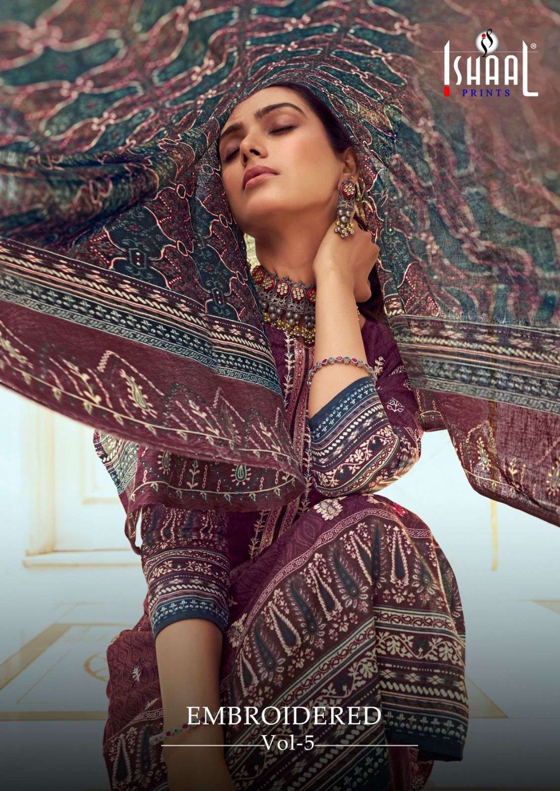 ISHAAL EMBROIDERED VOL-05 BY ISHAAL PRINTS 5001 TO 5010 SERIES COTTON PRINT DRESSES