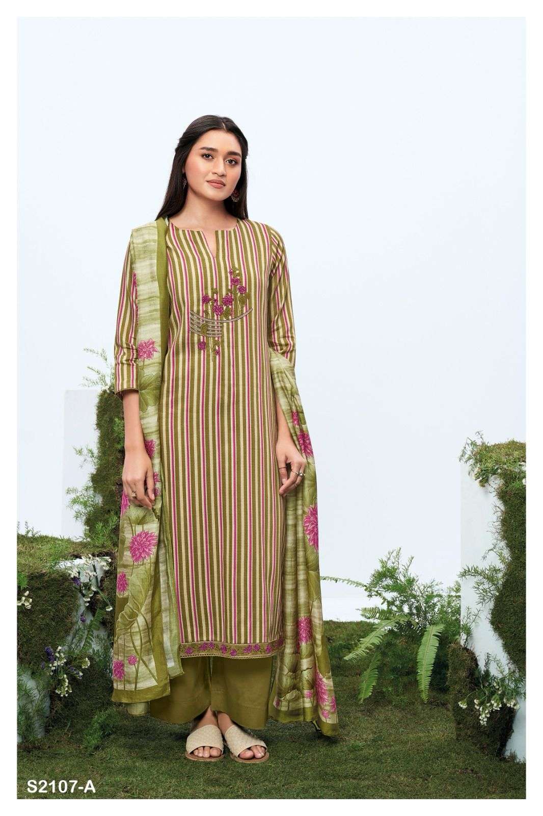 JILL 2107 BY GANGA FASHIONS HEAVY PREMIUM COTTON PRINTED WORK DRESSES