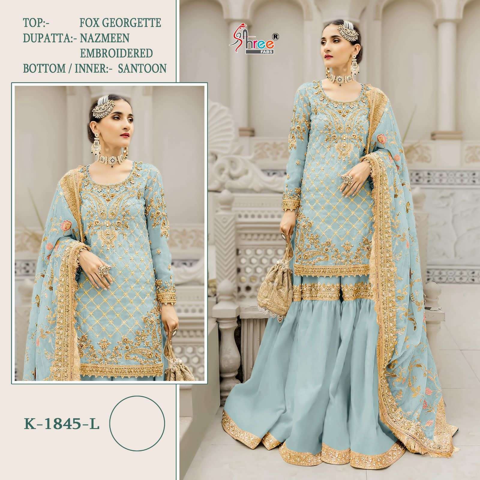 K-1845 COLOURS BY SHREE FABS FAUX GEORGETTE EMBROIDERY PAKISTANI DRESSES