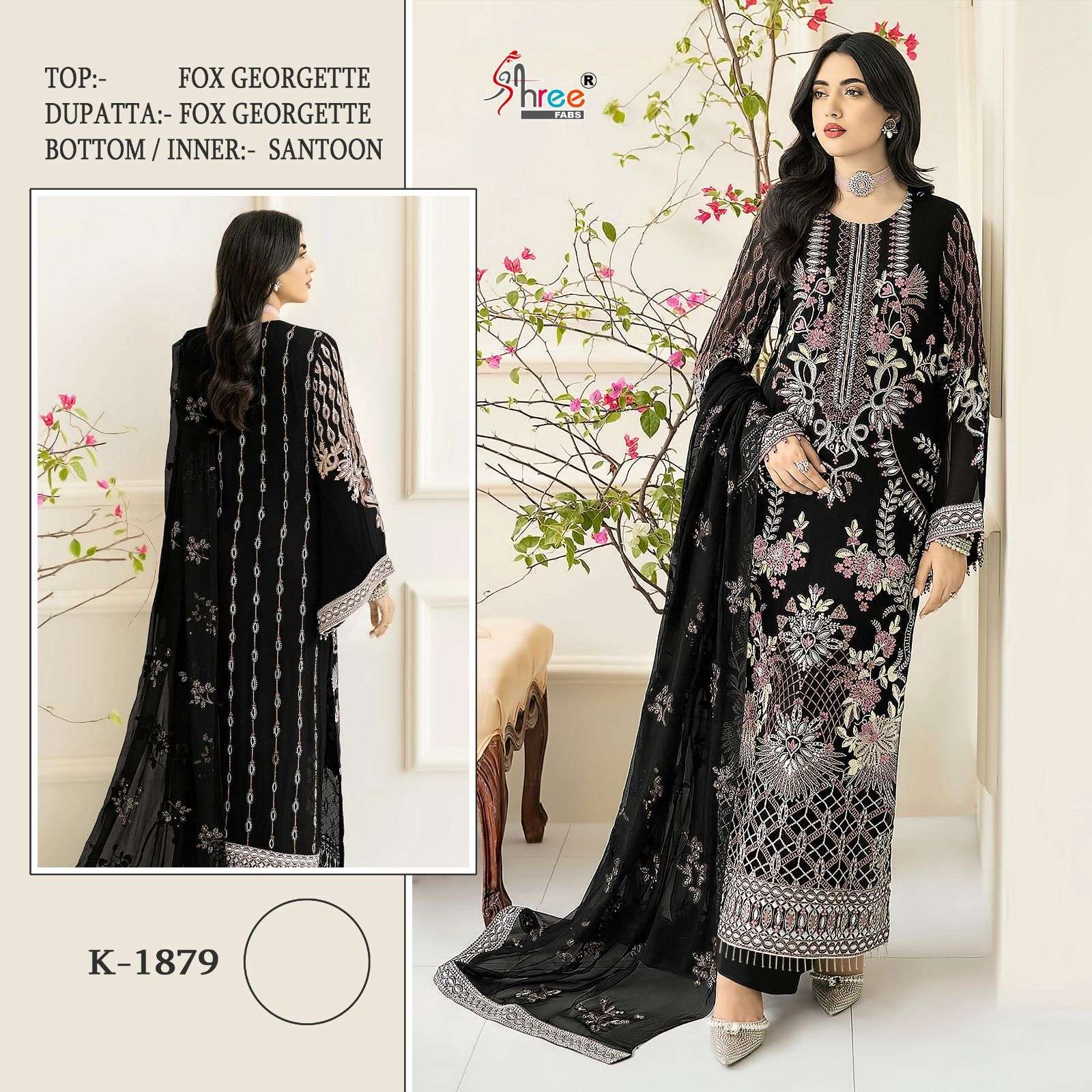 K-1879 COLOURS BY SHREE FABS FAUX GEORGETTE EMBROIDERY PAKISTANI DRESS