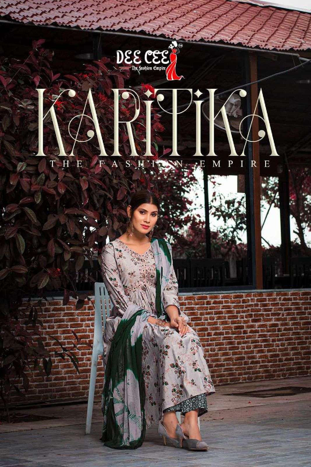 KARITIKA BY DEE CEE 1001 TO 1006 SERIES DESIGNER CHANDERI PRINT DRESSES