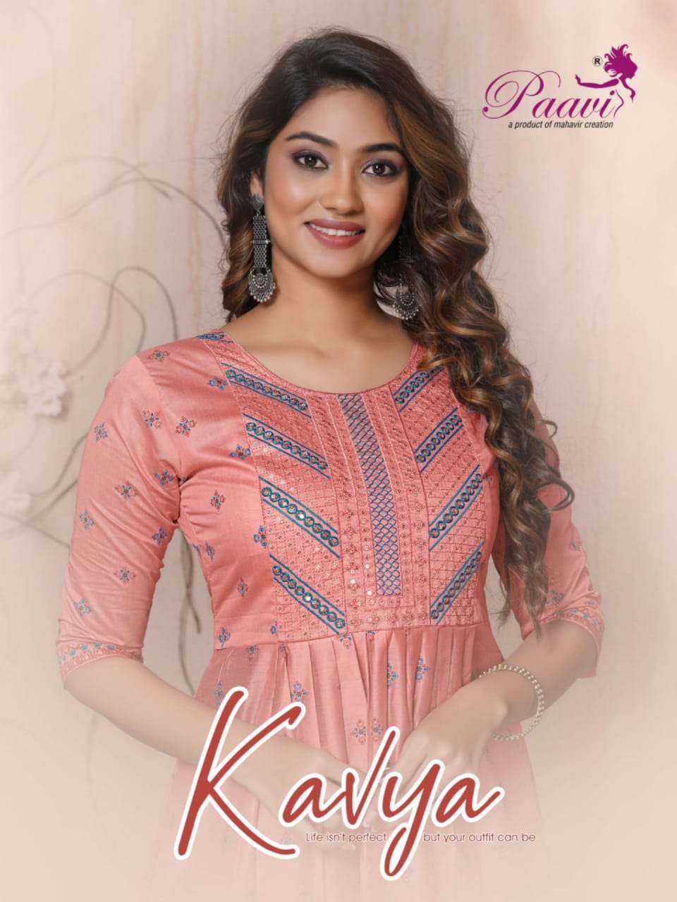 KAVYA BY PAAVI 1001 TO 1006 SERIES DESIGNER MODAL SILK PRINT KURTIS