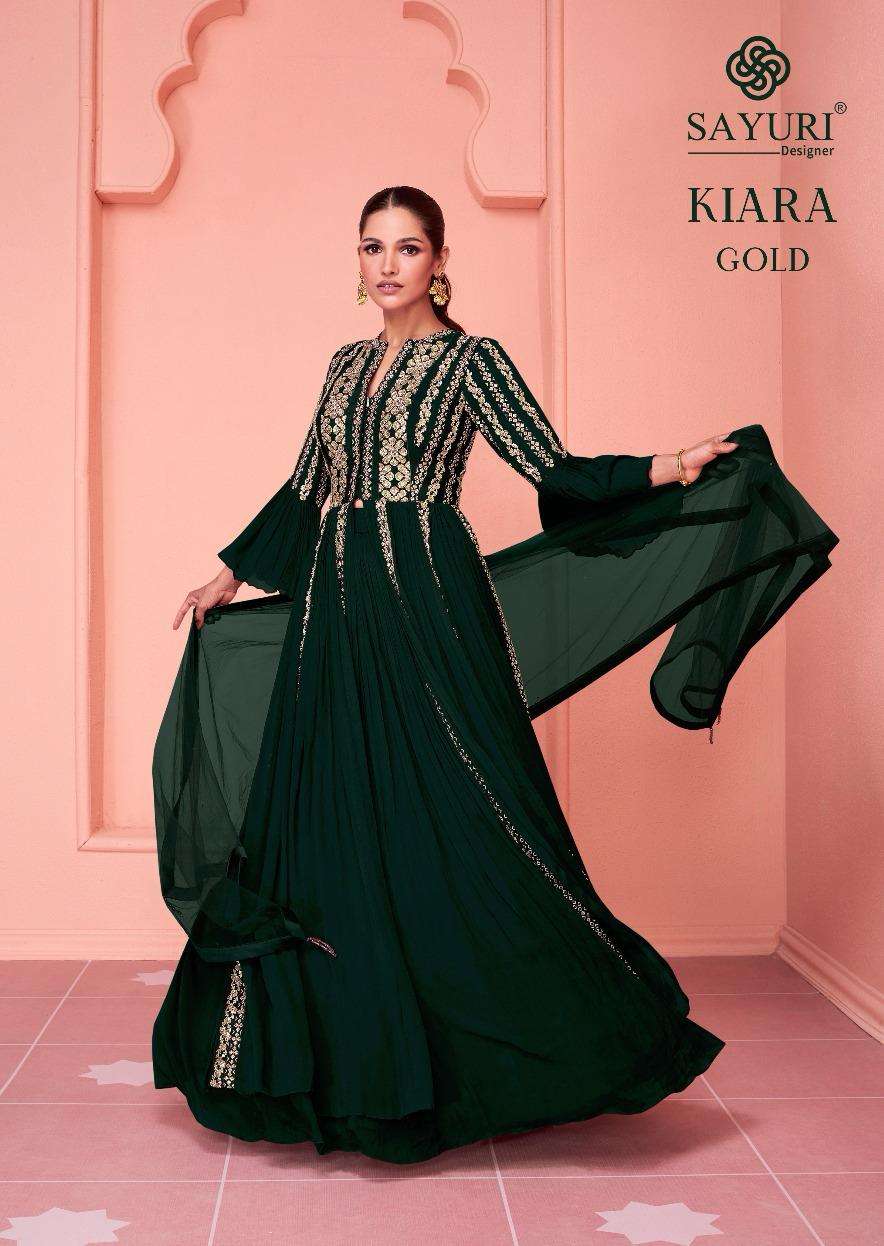 KIARA GOLD BY SAYURI FANCY DESIGNER GEORGETTE AND CHINON WORK GOWNS