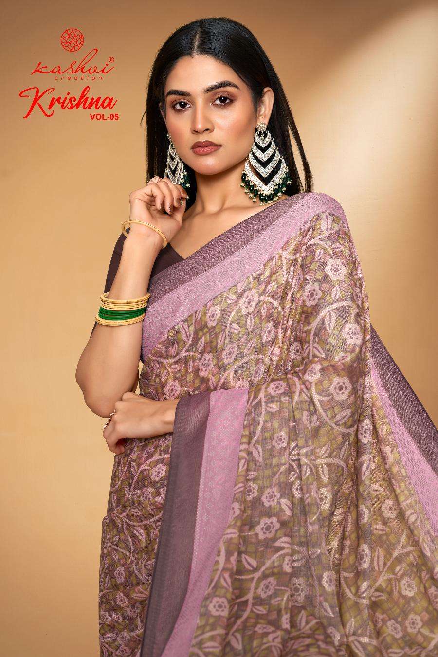 KRISHNA VOL-5 BY KASHVI CREATION 1001 TO 1008 SERIES CHIFFON PRINT SAREES