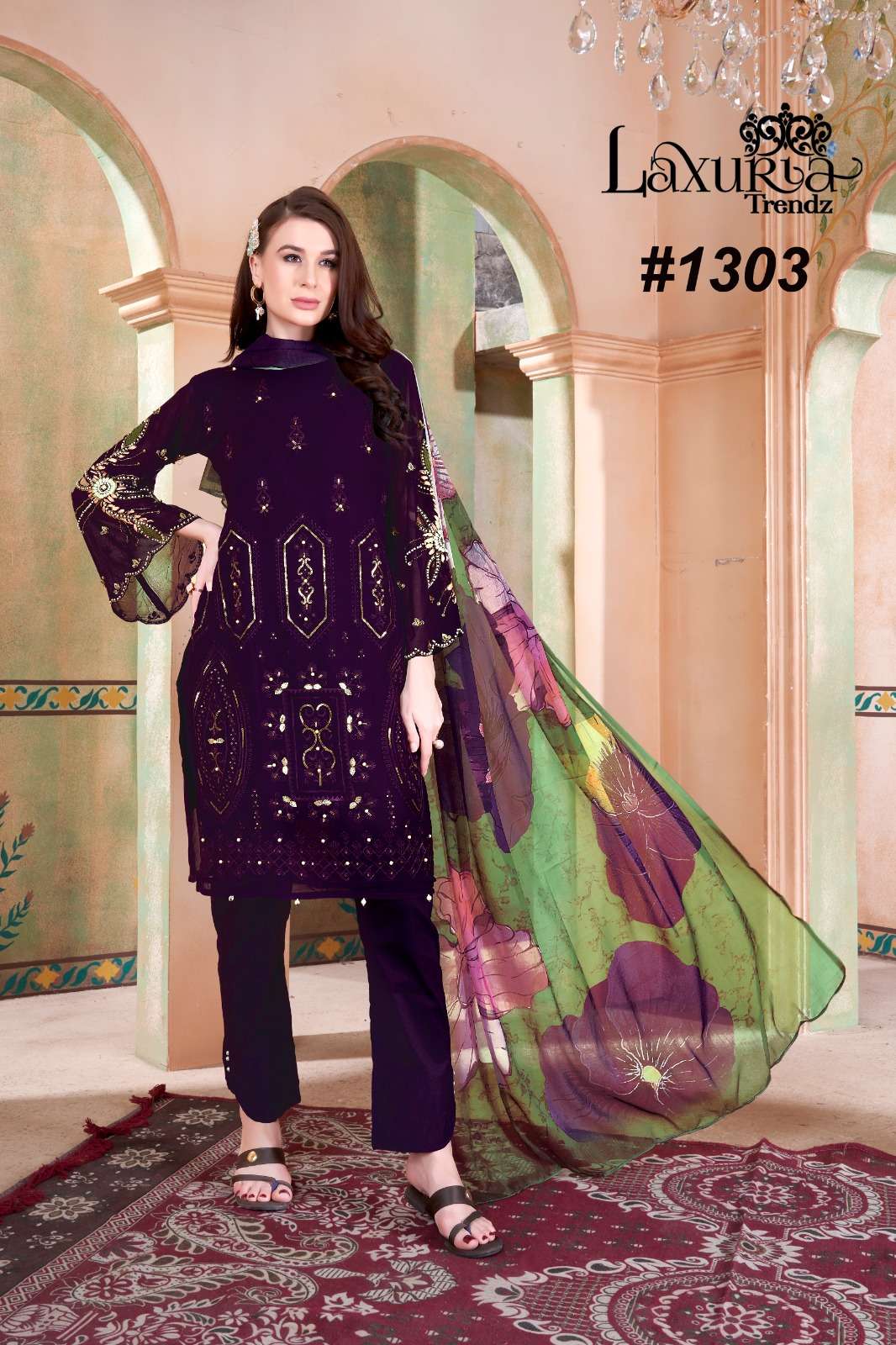 LAXURIA 1303 BY LAXURIA TRENDZ HEAVY DESIGNER FAUX GEORGETTE DRESSES