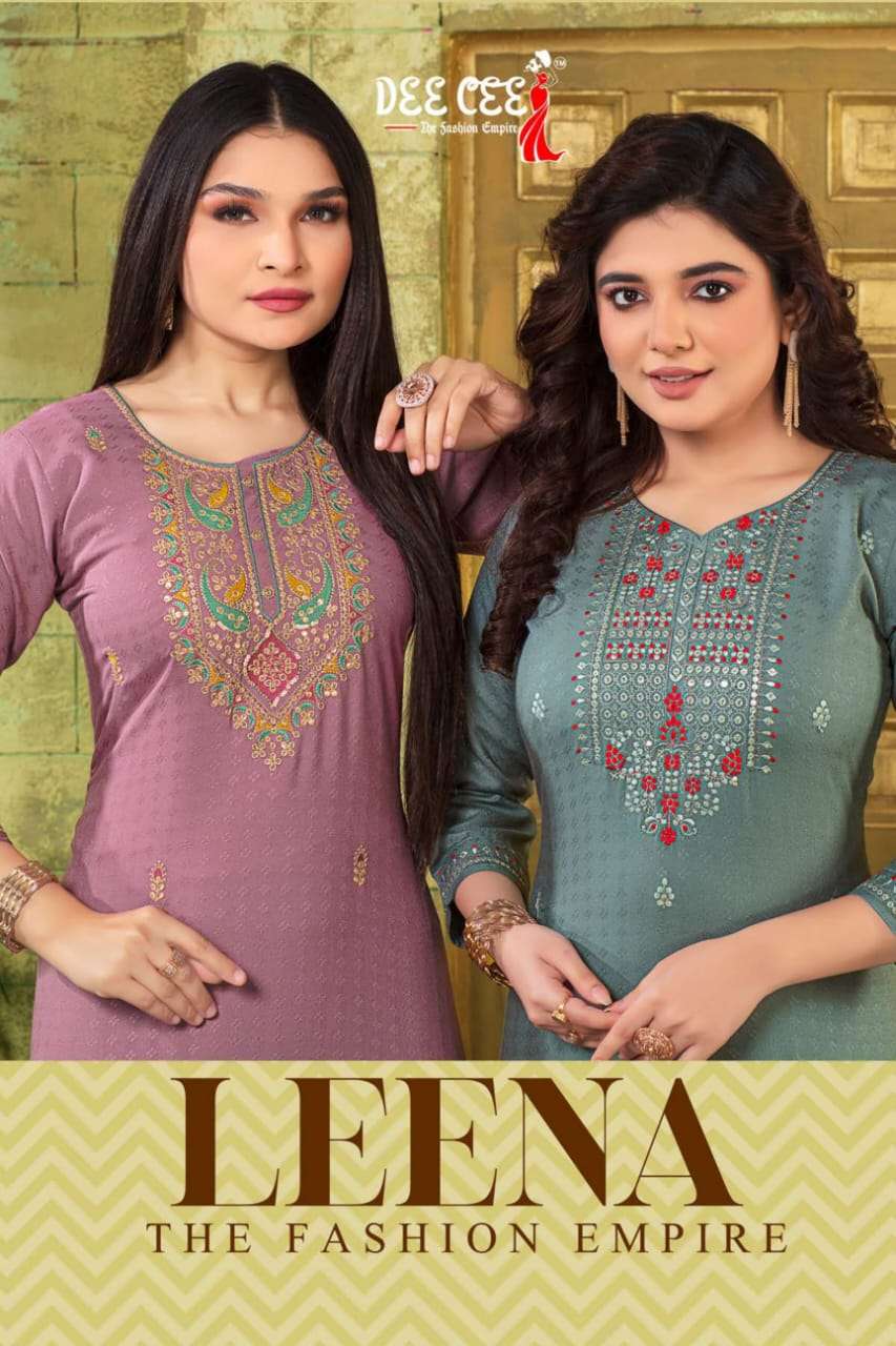 LEENA BY DEE CEE 1001 TO 1006 SERIES DESIGNER FANCY PRINT KURTIS