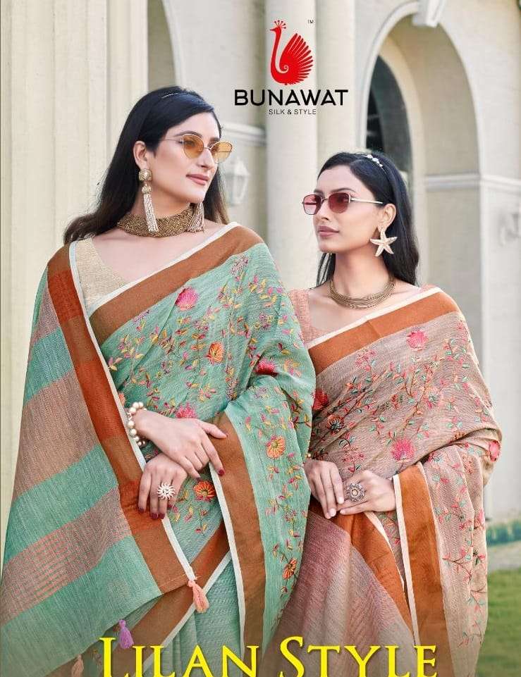 LILAN STYLE BY BUNAWAT 1001 TO 1004 SERIES LINEN SILK WORK SAREES