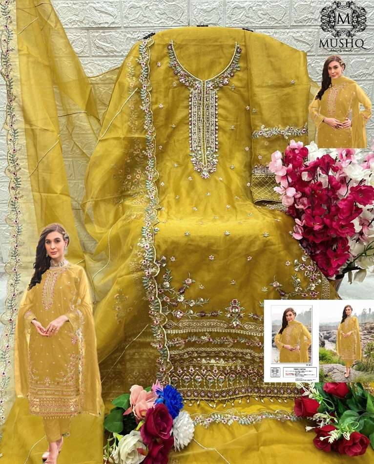 M-300 COLOURS BY MUSHQ HEAVY EMBROIDERED ORGANZA PAKISTANI DRESSES