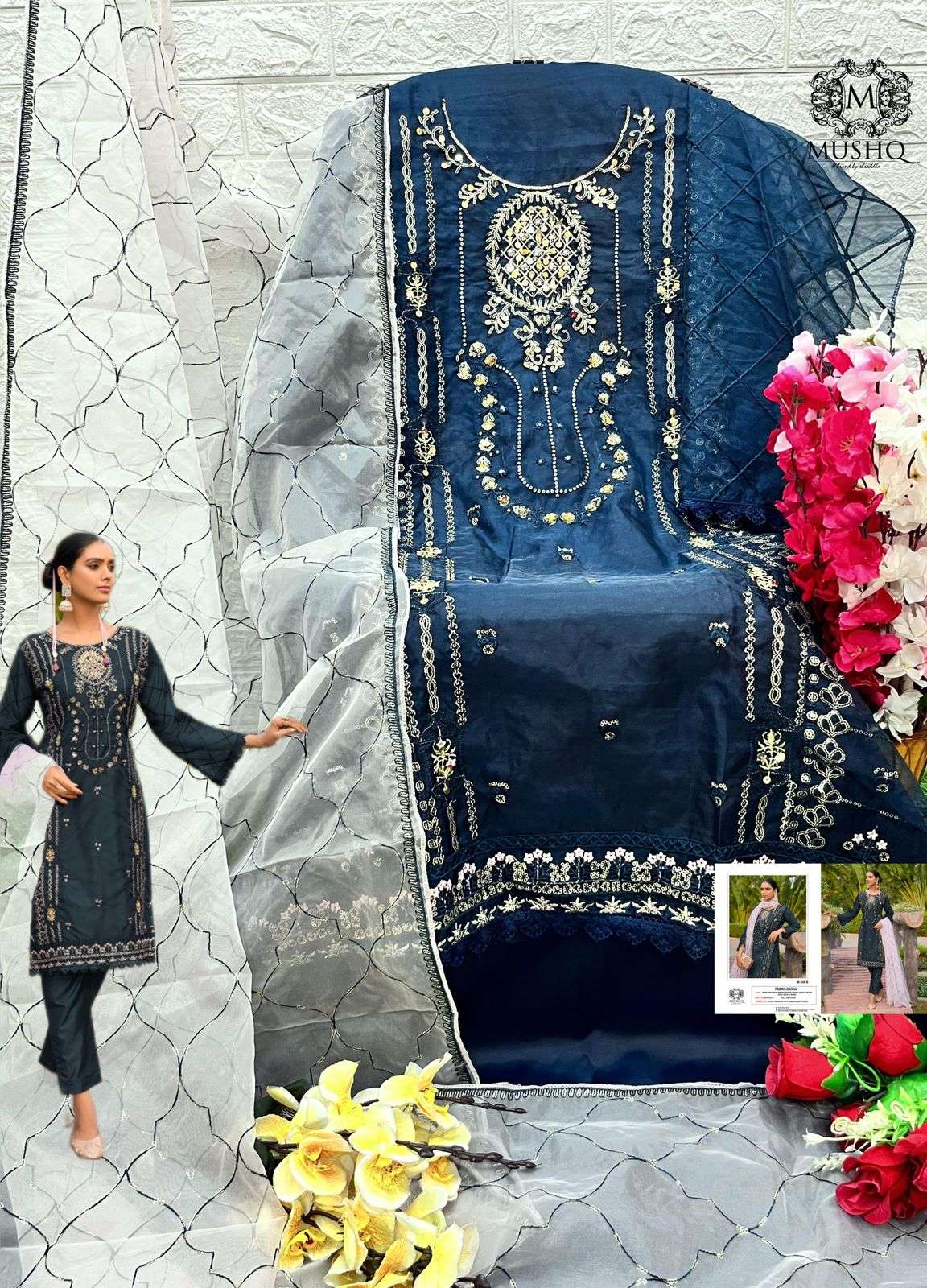 M-306 COLOURS BY MUSHQ HEAVY EMBROIDERED ORGANZA PAKISTANI DRESSES