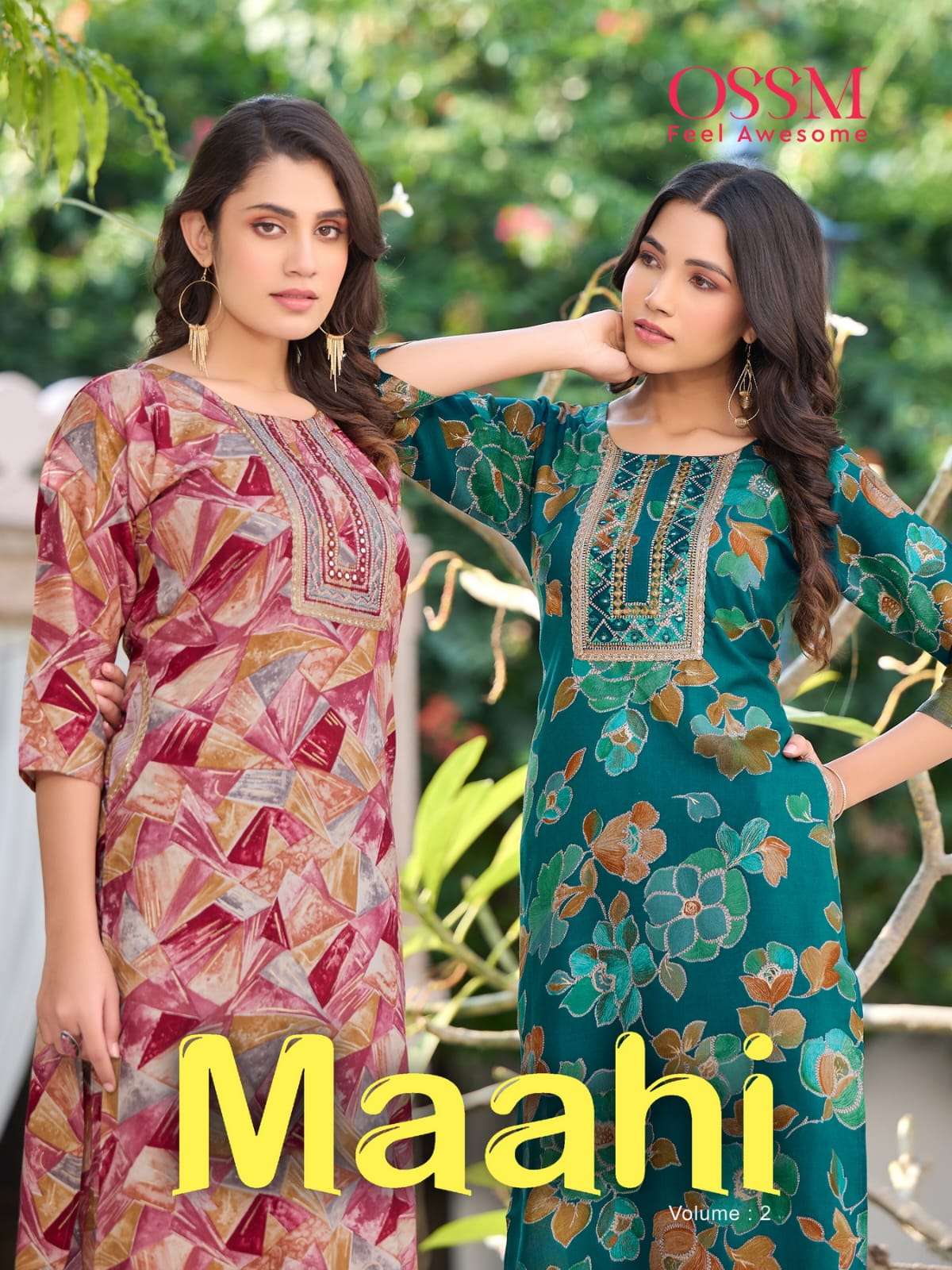 MAAHI VOL-2 BY OSSM 201 TO 206 SERIES RAYON EMBROIDERY STITCHED DRESSES