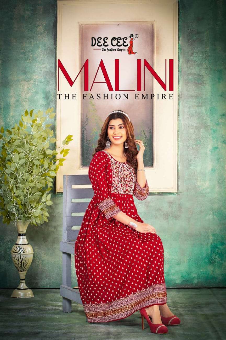 MALINI BY DEE CEE 1001 TO 1006 SERIES DESIGNER FANCY RAYON PRINT KURTIS