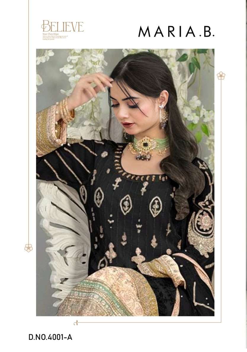 MARIA B 4001 NX BY ASLIWHOLESALE DESIGNER FOX GEORGETTE EMBROIDERY DRESSES