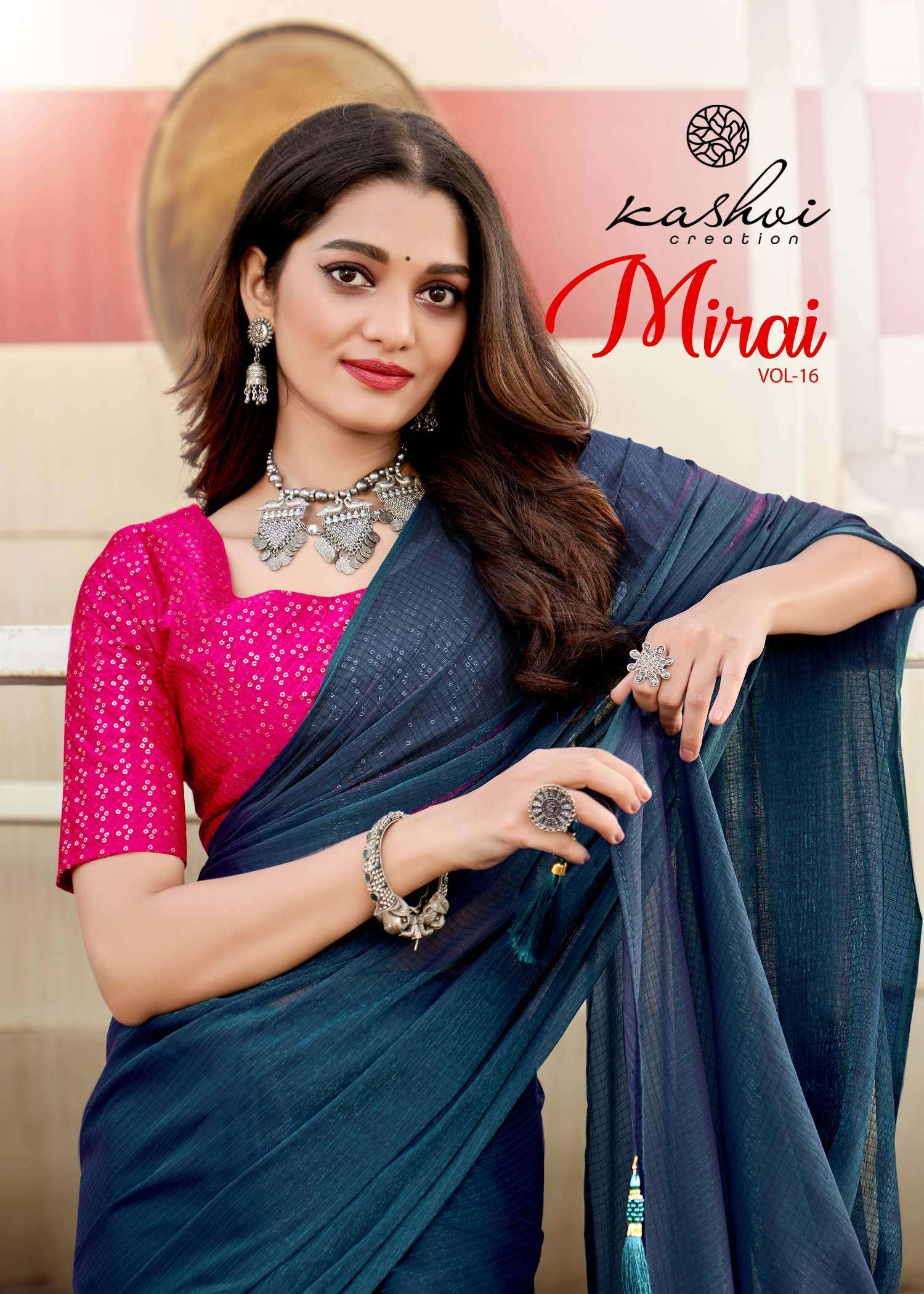 MIRAI VOL-16 BY KASHVI CREATION 3001 TO 3008 SERIES SILK WAEVING BORDER SAREES